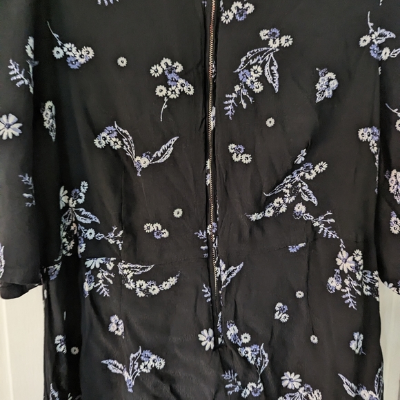 WHO WHAT WEAR Zipper Front Black Floral Print Dress XL - Picture 2 of 9